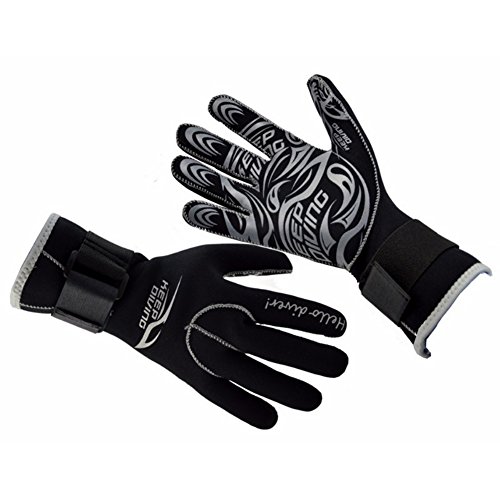 Jlong Diving Gloves Neoprene - Wetsuits Five Finger Gloves 3MM Neoprene Flexible Thermal Material for Snorkeling Swimming Surfing Sailing