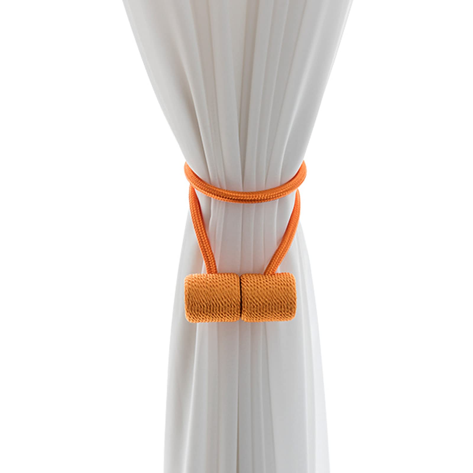 Curtain Tie Backs Strong Magnetic,Metal Curtain Tiebacks Hooks,Tie Clips Curtain Holdbacks Rings for Home Office Window Curtain Straps 1 Pair (orange)