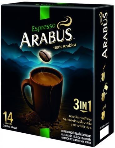 Espresso Arabus 100% Arabica King of Coffee Instant Premix Coffee Powder Net Weight 20g. X 14 Sachets