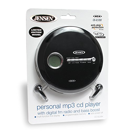 Jensen-Portable-CD-Player-Slim-CD-Personal-MP3CDFM-Radio-Player-with-60-Sec-Skip-Protection-FM-Radio-LCD-Display-Bass-Boost-for-CD-CD-R-CD-RW-Ear-Buds-Black-Series-Edition-Model