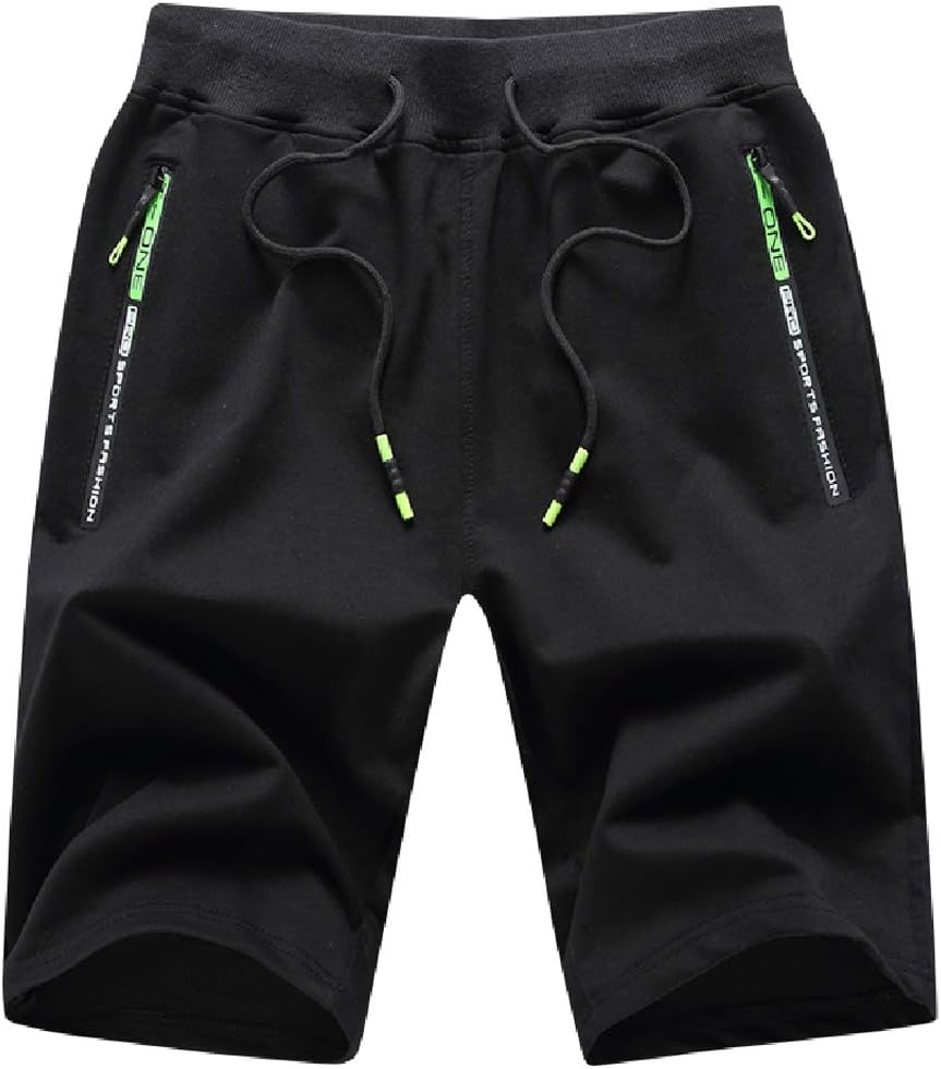 Tansozer Mens Casual Sports Shorts with Elastic Waist Zipper Pockets