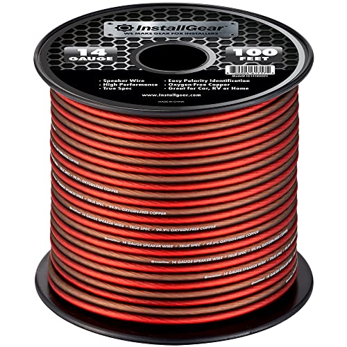 InstallGear 14 Gauge Wire AWG Speaker Wire (100ft Red/Black