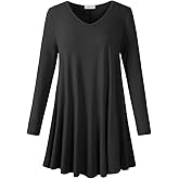 LARACE Long Sleeve Tunics Tops Plus Size for Women V Neck Loose Fit Flowy Clothing for Leggings