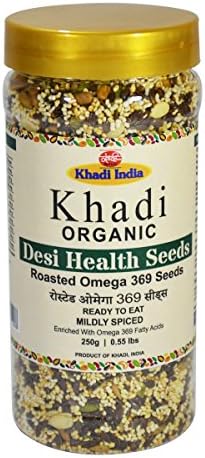 Khadi Organic Omega 369 Roasted Salted Mix Seeds 250 GM - 100% Natural, Gluten-Free, High-Fibre, Healthy Organic Food Rich in Omega 369