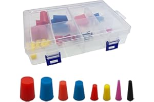 LAINLOY 40PCS High Temp 1/16" to 3/4" Silicone Rubber Tapered Plug Kit, 8-Sizes Tapered Stoppers, Flexible & Reusable Powder Coating Painting Supplies for General Sealing, Hole Plugs
