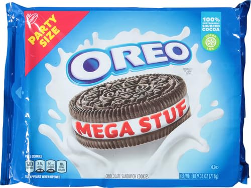 OREO MEGA STUF CHOCOLATE SANDWICH COOKIES, PARTY SIZE, 1 LB 9.35 OZ