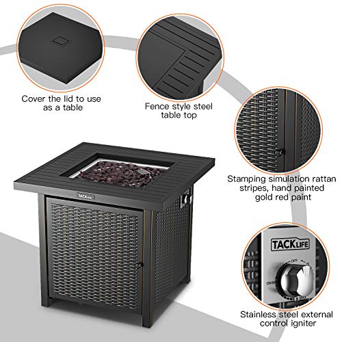 TACKLIFE Propane Fire Pit Table, 28 Inch 50,000 BTU, Outdoor Companion