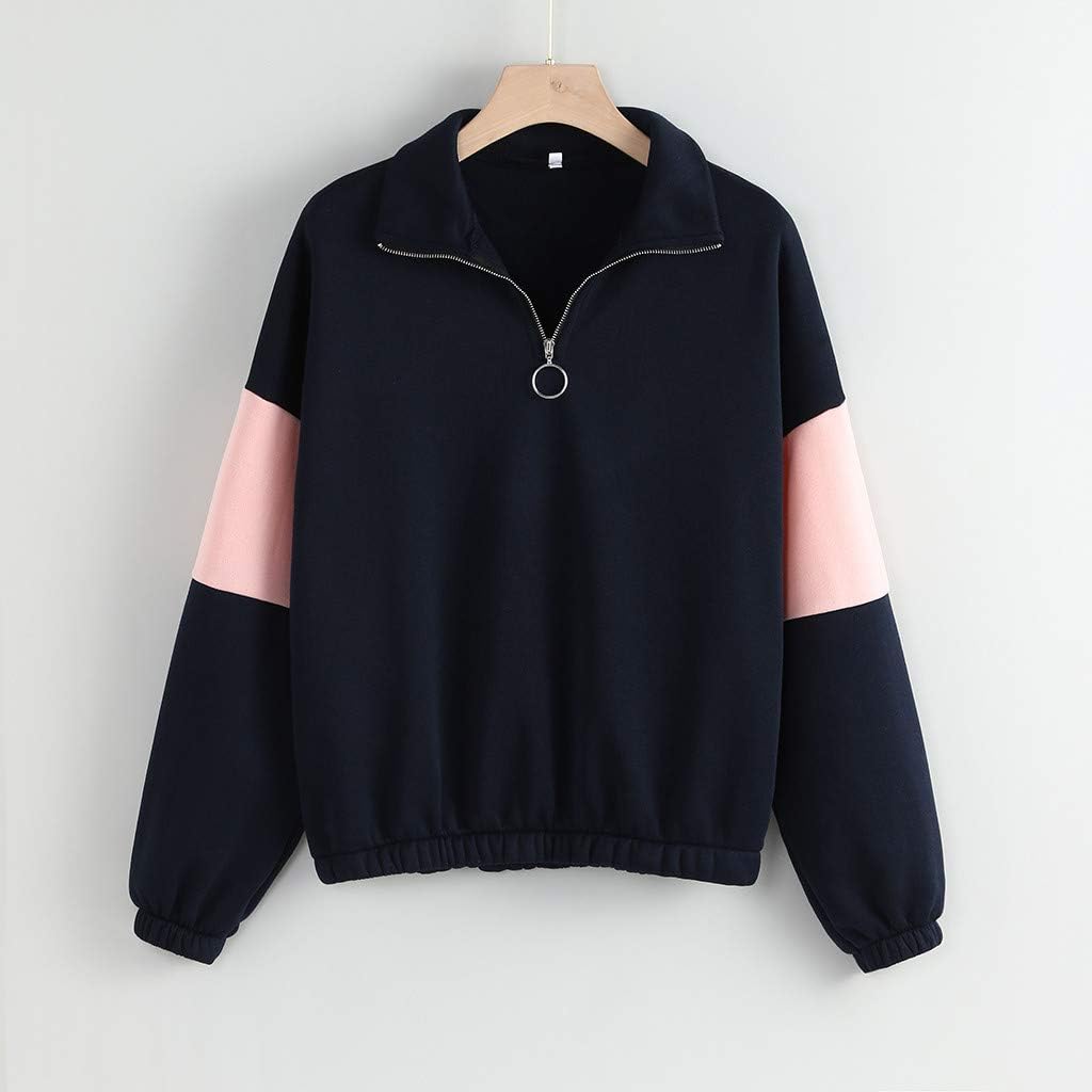 loose color block half zip sweatshirt