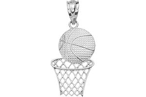 Claddagh Gold .925 Sterling Silver Basketball Hoop Sports Pendant Necklace - Choice of Length