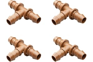 Rain Bird BT50/4PKS Drip Irrigation Universal Barbed Tee Fitting, Fits of 5/8", 1/2", .700" Drip Tubing, 4-Pack