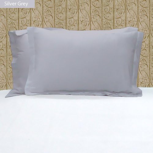 1-Pair-Pillow-Cover 400 Thread Count 100% Pima Cotton for Maximum Softness and Easy Care Solid Pattern All Size &amp; Colors ( Standard 20" x 26" (50 x 66 cm) color - Silver Grey)
