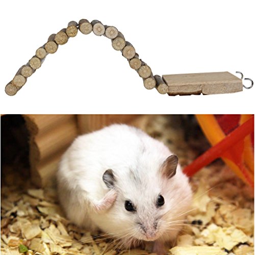 Petacc Hamster Ladder Wooden Pet Bridge Toy Funny Small Animal Fence for Hamsters, Guinea Pigs and Parrots, 11'' Long - Thumbnail 5