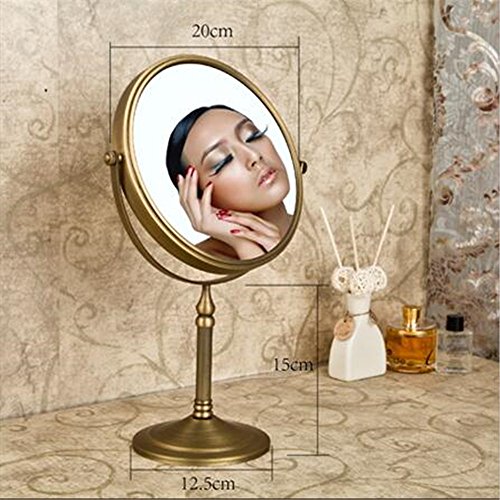 Leyden TM Antique Brass Tabletop 3x Magnification Vanity Makeup Bathroom Mirror