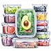 Veken Food Storage Containers with Airtight Lids, 12 Pack Plastic Reusable, Stackable Meal Prep Containers and Bento Lunch Boxes, Microwave, Freezer, Dishwasher Safe