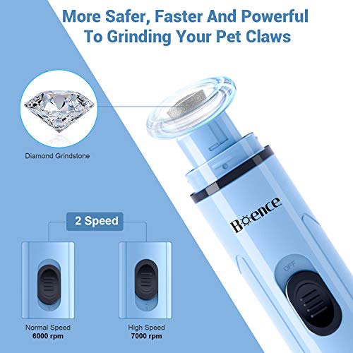 Boence Dog Nail Grinder Low Noise 2 Speed Pet Nail Trimmer Portable