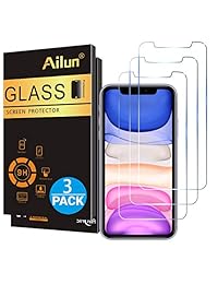 Ailun Glass Screen Protector for iPhone 11 iPhone XR 6.1 Inch 3 Pack Tempered Glass Screen Protector for Apple iPhone 11 iPhone XR 6.1 Inch Display Anti Scratch Advanced HD Clarity Work Most Case