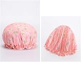 EXCEART 2pcs PEVA Shower Caps Flamingo Print Waterproof Reusable Bath Hats for view 5
