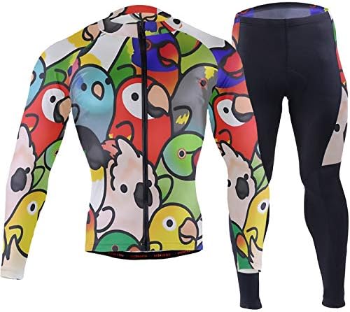 Amazon サイクリングジャージ カラフル オウム コンゴウインコ サイクリングスーツ サイクルタイツ 上下セット スポーツウェア コンプレッション トレーニング アンダーシャツ 長袖 裏ボア 冬用 防寒 自転車ウェア 暖かい 男女兼用 屋外 S 3xl サイクル 自転車
