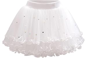 Kids Girls Tutu Skirt Summer Cute Tulle Elastic Waist Fluffy Ruffle Flowy Sequin Skirt Toddler Casual Ballet