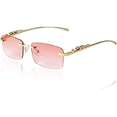 SDINM Rimless Sunglasses for Men Women Fashion Small Narrow Rectangle Sun Glasses Shades 90s Eyewear