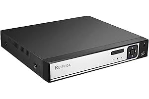 RUSFEIDA 4K 10CH Network Video Recorder for Security Camera System, Support 4K/5MP/4MP/3MP/1080P PoE IP Camera H.265+ PoE NVR, 24/7 Recording, Face Detection, 10 Port PoE NVR(HDD Not Included)