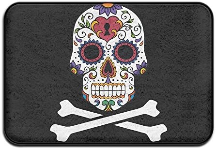 Pirate Sugar Skull Flag Non Slip Doormat Entrance Mat Floor Mat Rug Dirt Trapper Mats 15.7"x23.6"