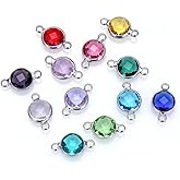 1 Set Adabele Grade A Mixed Birthstone Connector Links 8mm Austrian Crystal Bead Sterling Silver Plated (12pcs) for Women Men Jewelry Making CCP27