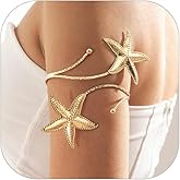 VIRAVENTO Upper Arm Bracelet Cuff for Women Gold Arm Cuff Adjustable Starfish Shells Armband Statement Party Beach Jewelry