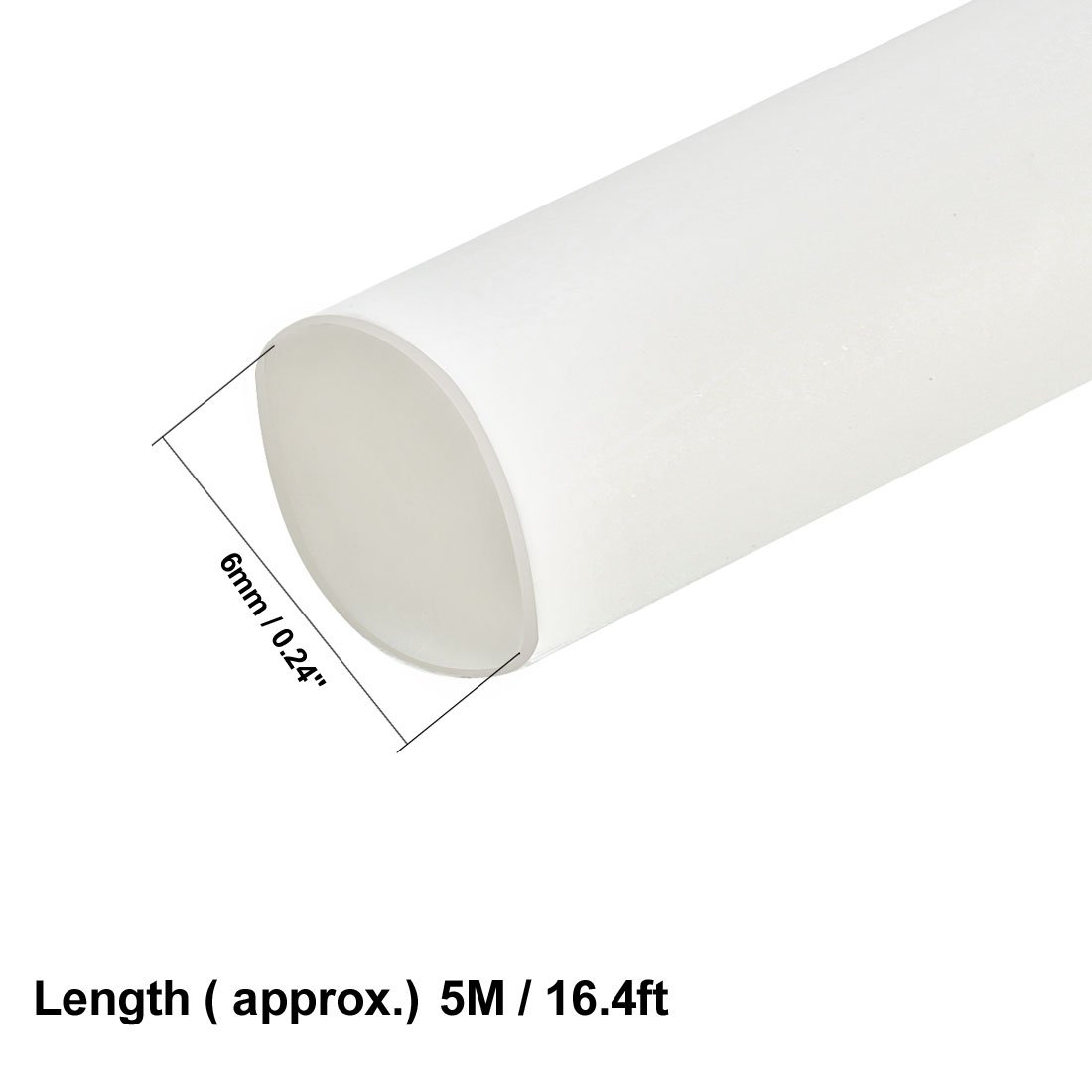 sourcing map Heat Shrink Tubing 1/4"(6mm) Dia 5m Length 2:1 Heat Shrink Wrap Cable Sleeve Heatshrink Tube White - Image 3