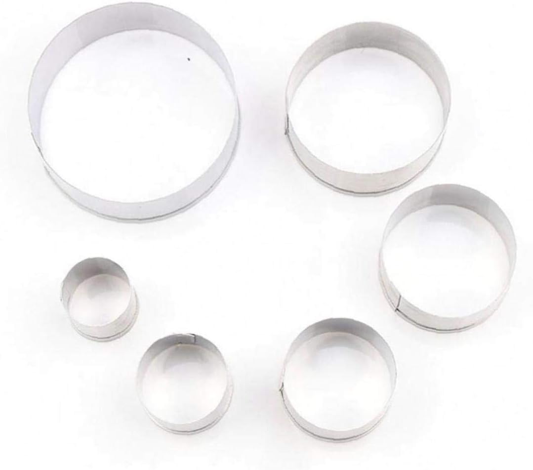 Angoter 6Pcs Round Circle Fondant Cutting Die Baking Cutters Chocolate Mould Clay Mold Cake Craft Set Store