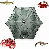 Portable Folded Fishing Net Fish Shrimp Minnow Crayfish Crab Baits Cast Mesh Trap Automatic, Easy Use Hexagon 6 Hole Cage Crab Fish Minnow Crawdad Shrimp