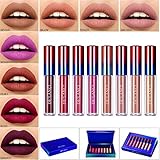 Makeup Lipstick Matte Set,DE'LANCI Liquid Lipstick Long Lasting Waterproof,Dark Red Liquid Lip Gloss Beauty Stay All Day,8 Colors Lipgloss Natural Nude Lipsticks High End Gift Kit