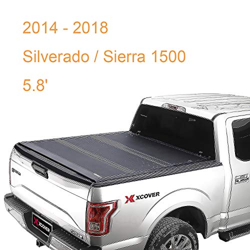 Xcover Low Profile Hard Folding Truck Bed Tonneau Cover, Compatible with 20142018 Chevy