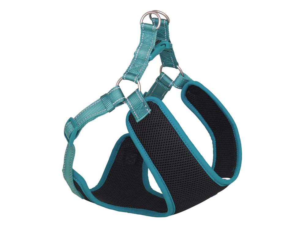 Nobby Harness Black Mesh Reflect, Turquoise, L: 28-33 cm + 32 cm, W: 10 mm, 1 Piece