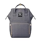 Uigos Baby Diaper Backpack Bag for Women Multi Function Waterproof Water Wipes Gray Travel Bookbag