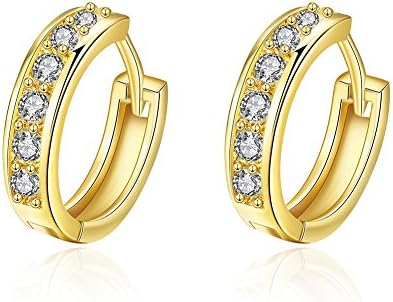 KIMING Women's 18K Yellow Gold Filled Plated Hoop Carat Cubic Zircon Diamond Huggie Earrings for Ladies