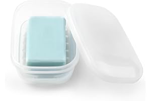 Quatish Soap Bar Holder 1 Pack, Travel Soap Container with Lid, Portable Soap Holder, Leakproof Soap Box with Perforations, Soap Dishes for Traveling, Camping, Gym, Clear