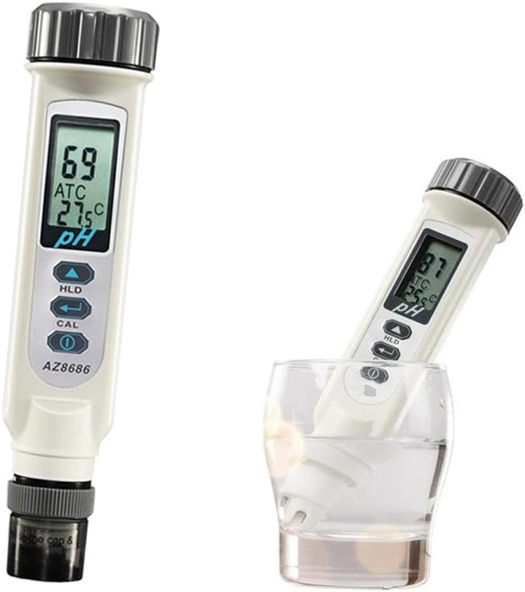 Digital PH Meter,AZ Digital PH Temperature Meter,Big LCD Waterproof pH Pen,High Accuracy Household PH Tester for 0-14 Water Quality Test and ATC(White)
