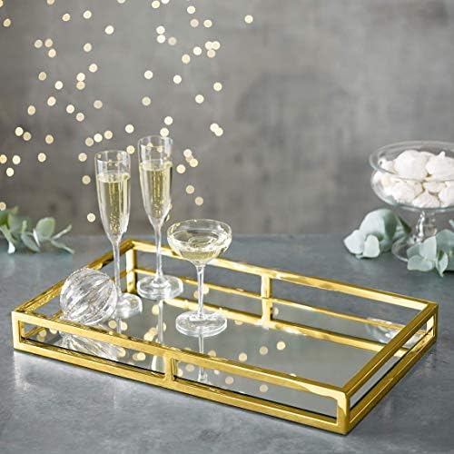 Mirrored Perfume Tray, Decorative Gold Vanity Tray for Display, Perfume