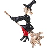 DEYOUM Halloween Vintage Witch Hat Star Brooch Lapel Pins for Women Men Fashion Magic Witch Hat Holiday Halloween Party FashionJewelry Gift Accessories