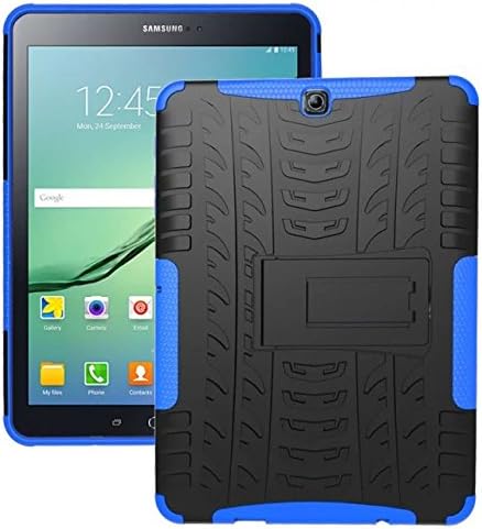 Samsung Galaxy Tab S2 9.7 Case, BAUBEY Rugged Tough Armor Heavy Duty Shockproof Hard Rubber Case Cover Stand for Samsung Galaxy Tab S2 9.7 SM-T810 / SM-T813 / SM-T815 / SM-T817 / SM-T819 (Blue)