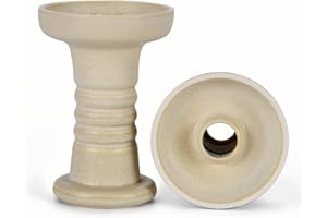 MATA LEON Hookah Bowl 100% Raw Clay with Glaze Phunnel Hookah Shisha Bowl with Spire Perfect Work with Heat Management System for Better Hookah Angullia Smoking(Ancient White)