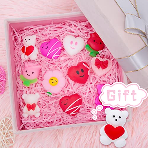 LovesTown 30PCS Valentines Day Mochi Squishy Toys, Mini Kawaii Squishies Stress Relief Fidget Toys for Valentine\'s Day Goodie Bag Fillers Party Favors