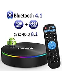 YAGALA T95Q Android 8.1 TV Box 4GB RAM 64GB ROM Amlogic S905X2 Quadcore Cortex A53 Bluetooth 4.1 HDMI 2.1 H.265 4K Resolución 2.4GHz y 5GHz Dual Band WiFi 1000M Ethernet Reproductor de video