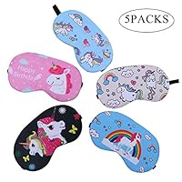 Eccoo House Unicorn Sleeping Mask 5pcs Soft Lightweight Blindfold Eye Cover for Men Women Kids
