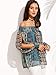 Floerns Women's Multicolor Print Off The Shoulder Split Sleeve Blouse