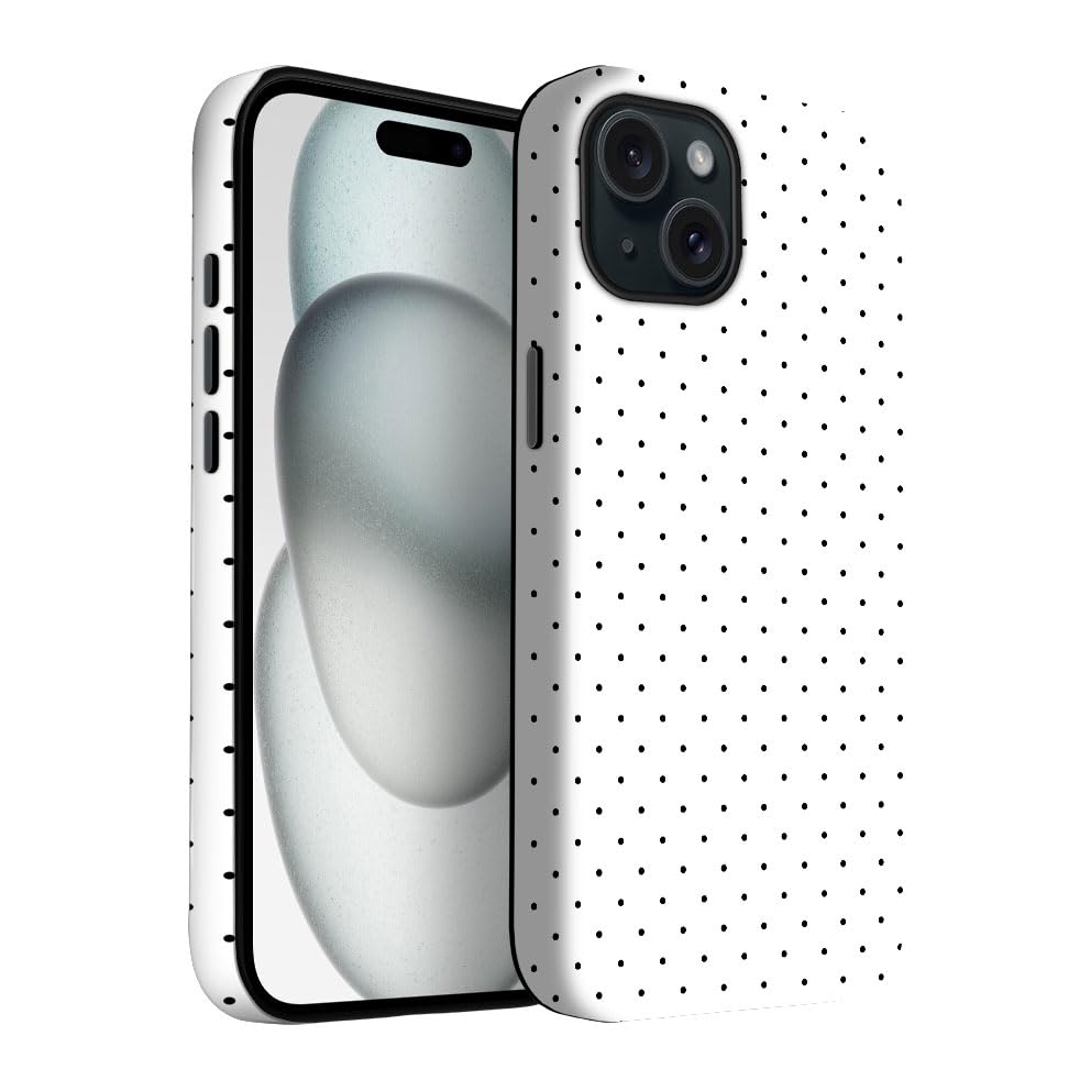 Yuzbira for iPhone 15 Case | Polka Dot White Aesthetics | Slim Drop Protection Design