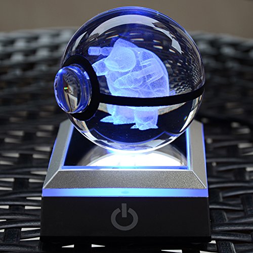S-SO 3D Pokeball Elf Blastoise Crystal USB 7-Color changing LED Night Desk Light