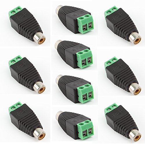 20pcs Phono RCA Male and Female Plug to AV Screw Terminal Audio/Video Connector Adapter (10 Male & 10 Female) - Thumbnail 3