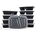 Home Amenity 10-Pack 2 Compartment Food Containers w/Lids - Microwave, Dishwasher and Freezer Safe. Stackable, Reusable, BPA Free Plastic Lunch Box. Airtight Meal Prep Storage, Portion Control (23oz)